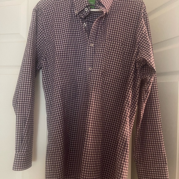 Forsyth of Canada Purple Plaid long sleeve dress shirt size L Non Iron - Picture 2 of 6